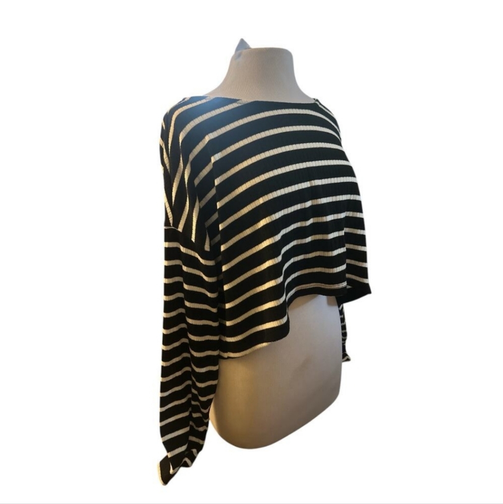 Free People Black and White Striped Top
